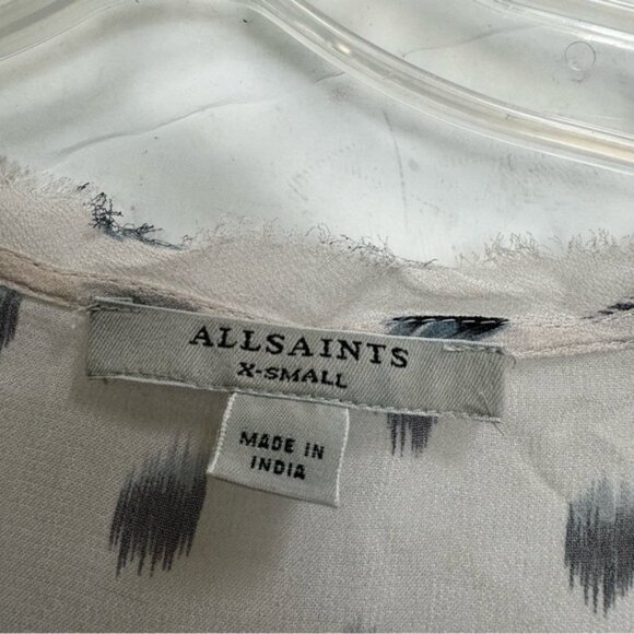 All Saints Deidre Ruffle Sheer Mini Dress Lightweight Print Fairy Ruffles Pink - Picture 9 of 16